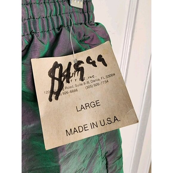 Vtg NWT Surf Style Size Large Lined Swim Trunks Shorts Iridescent Key West Logo - Picture 7 of 7